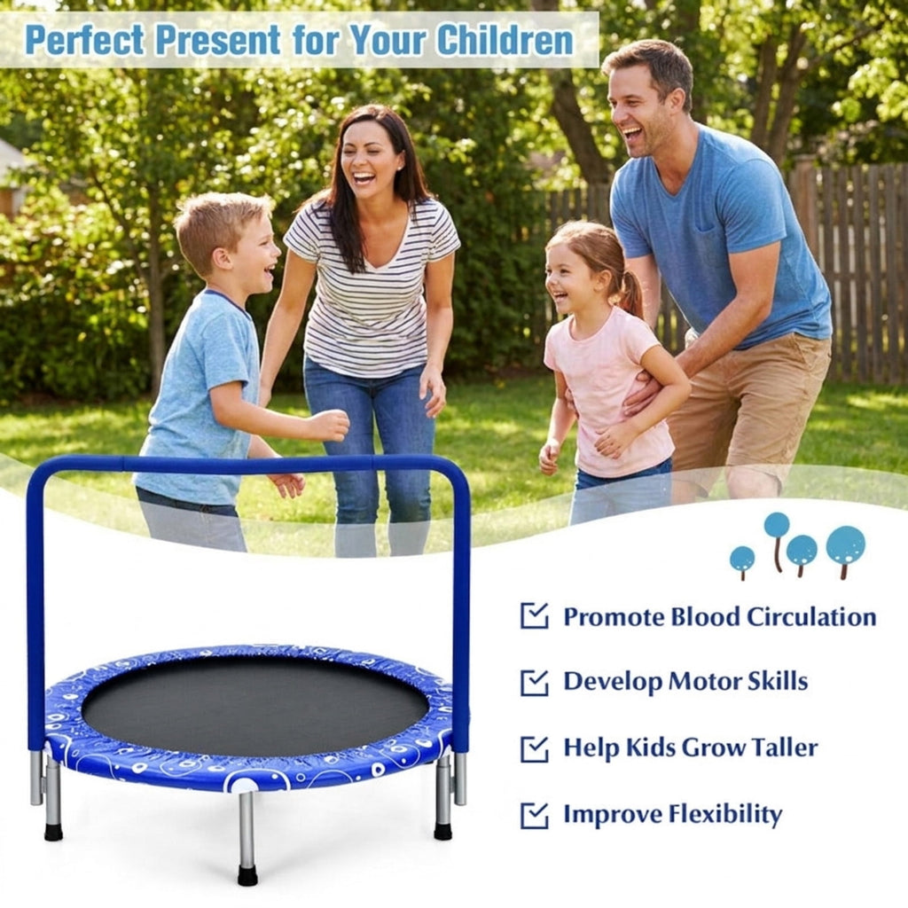 Redsmile 36 Inch Kids Trampoline Mini Rebounder with Full Covered Handrail, Blue