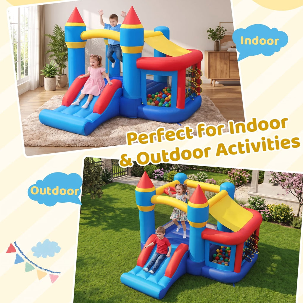 Redsmile Inflatable Bounce House with Slide Ball Pit and Pitching Game for Birthday Party Carnival for Kids Backyard Playground Summer Fun