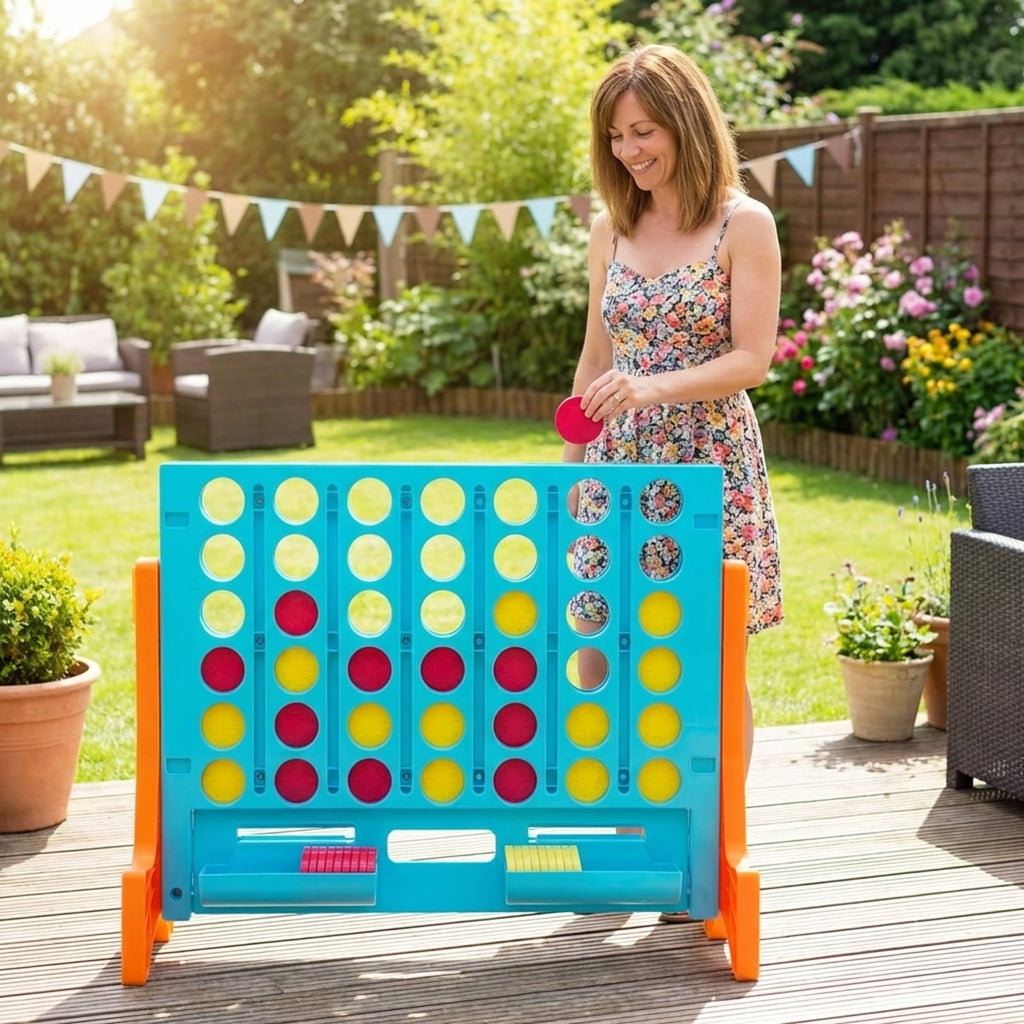 Redsmile Jumbo 4-to-Score Connect Game Set with Carrying Bag and 42 Coins Orange - Portable Outdoor Indoor Game for Birthday Party BBQ Camping Family Fun