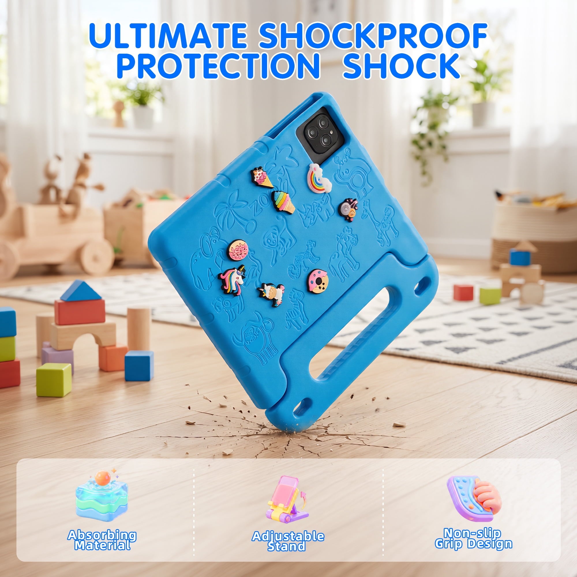 Redsmile Kids Tablet,10 inch Android 14 Tablet for Kids with Case,3GB+64GB,Dual Camera Tablet for Kid, 8000mAh, WiFi,Parental Control,Child Education Tablet,Gift for Boys and Girls,Blue