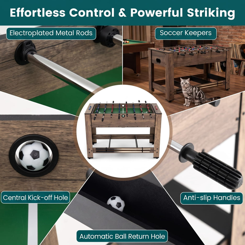 Redsmile 2-in-1 Swivel Foosball and Pool Combo Game Table for Game Room Family Fun Indoor Play Natural