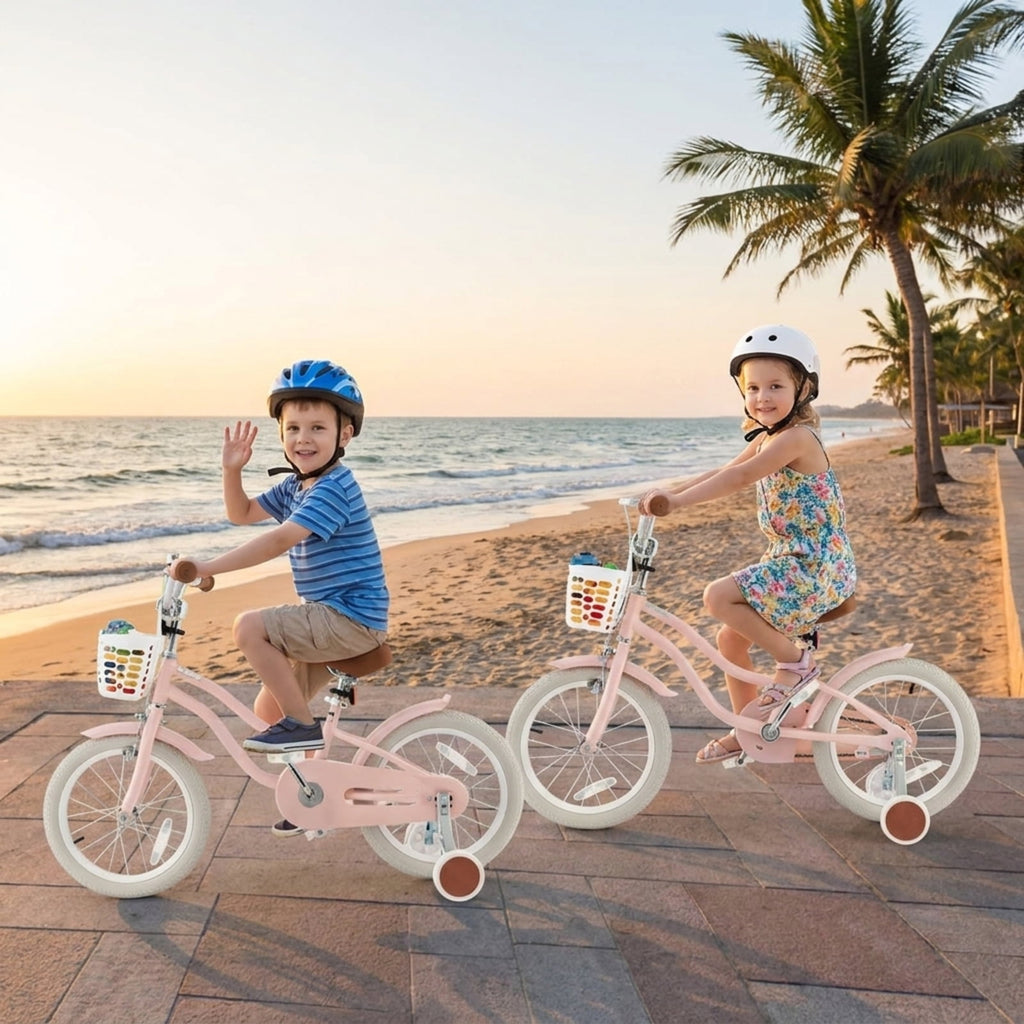 Redsmile Kids Bike 12 Inch with Training Wheels for Boys Girls Ages 3-4 Years, Toddler Bicycle with Adjustable Seat and Carbon Steel Frame, 99 lb Capacity Beginner Bike, Pink