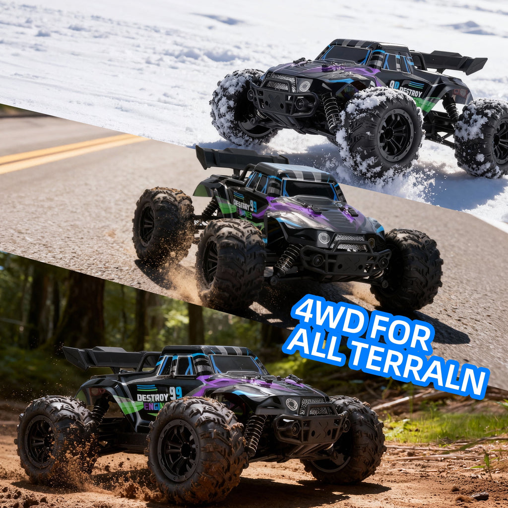 Redsmile 1:16 Fast RC Cars, 37 MPH 4WD Off-Road Remote Control Car Truck with All-Terrain Tires and 2 Batteries, Toys Gift for Children and Kids