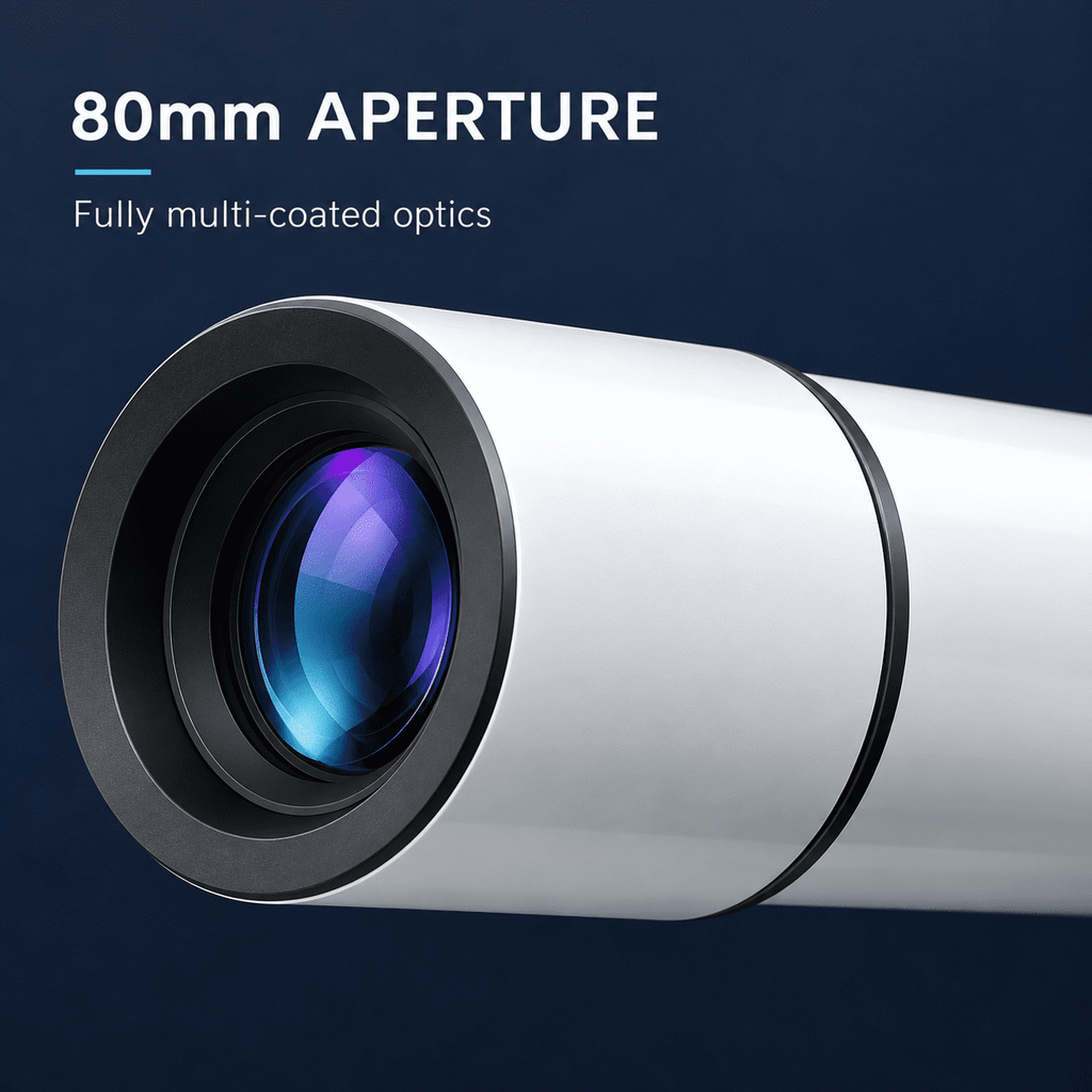 Redsmile Telescope for Adults and Kids, 80mm Aperture 500mm Refractor Telescope for Beginners, High Powered 20x to 50x Astronomy Optics, AZ Mount Tripod, Portable for Moon, Stargazing, Birding, White