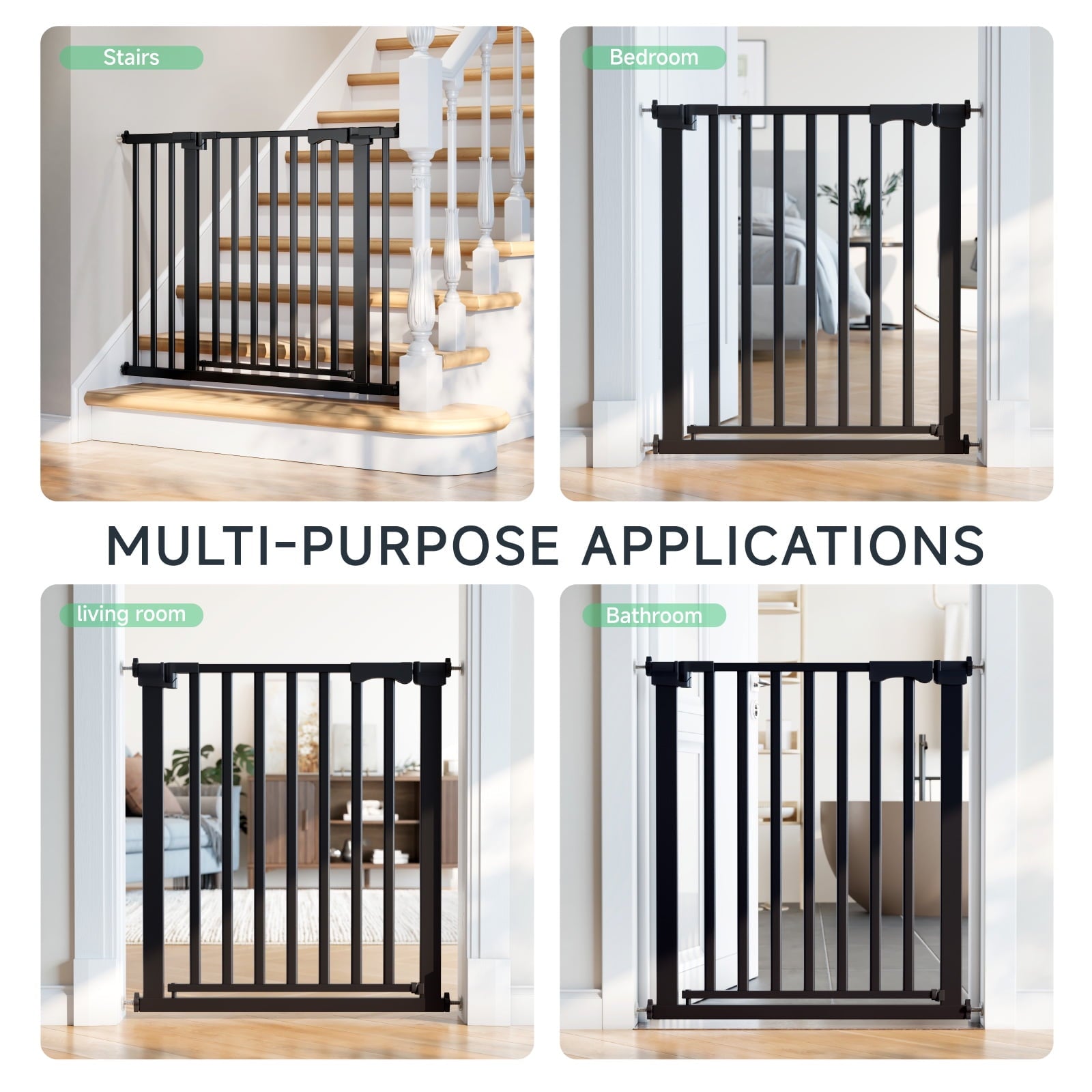 Redsmile 30in Extra Tall Baby Gates for Doorway, Auto Close Pet Gate, 30in to 43in Wide Pressure Mounted, Gifts for Mom, Black