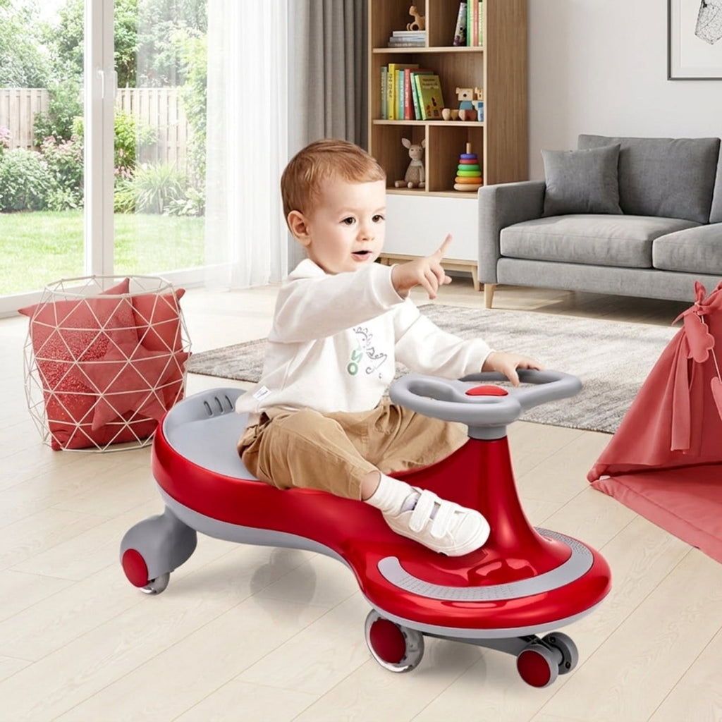 Redsmile Wiggle Car Ride On Toy for Toddlers and Kids Ages 2 and Up, Kids Wiggle Car with Flashing PU Wheels and No Batteries Needed, Twist Car Holds 110 lbs, Red