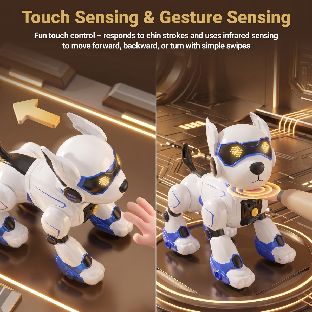Redsmile Interactive Robot Dog Toy with Remote, Voice and Gesture Control, Singing Dancing Robotic Puppy with Wheels, Blue