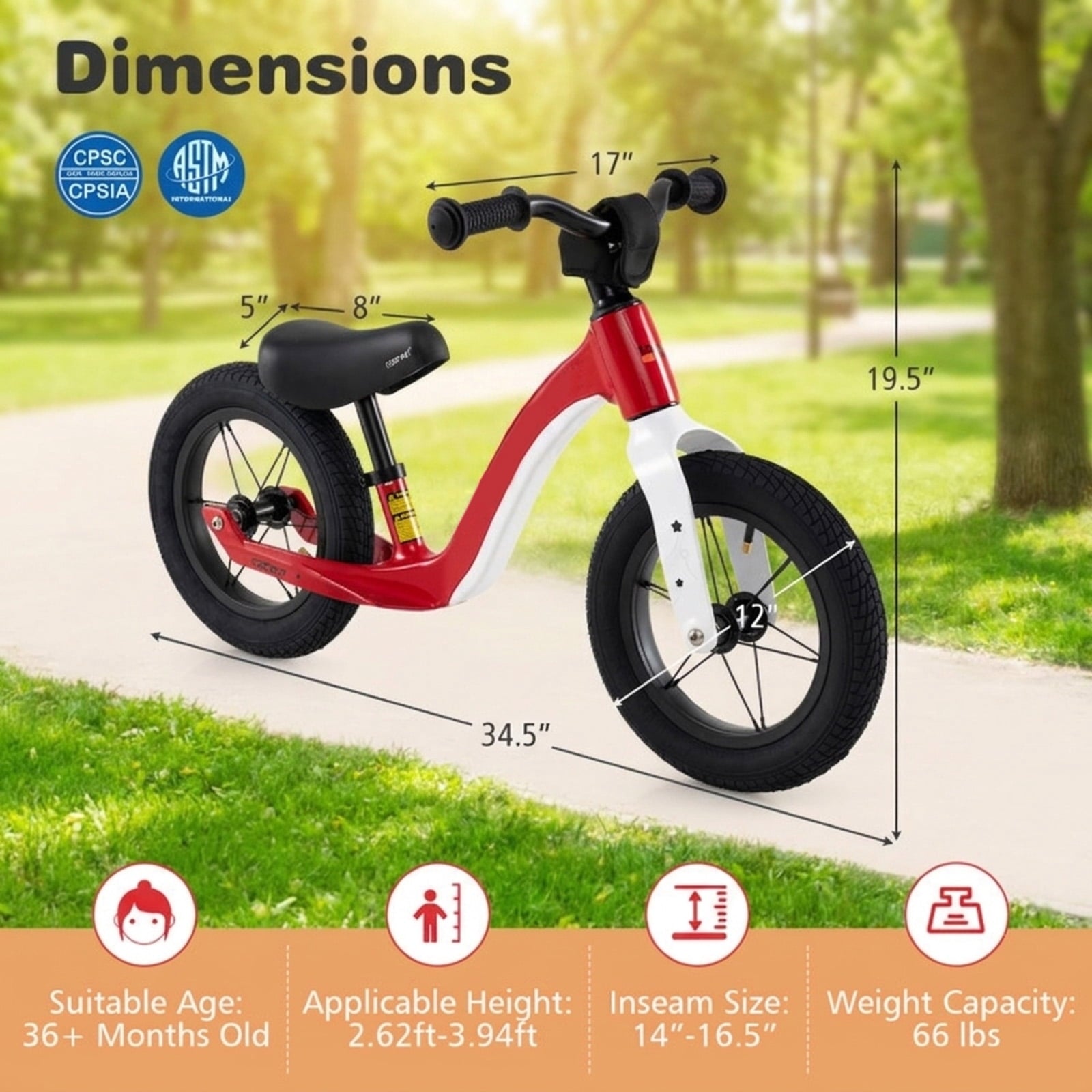Redsmile 12 Inch Balance Bike for Toddlers, No Pedal Bike with Adjustable Seat and Handlebar, Lightweight Alloy Training Bike, Red