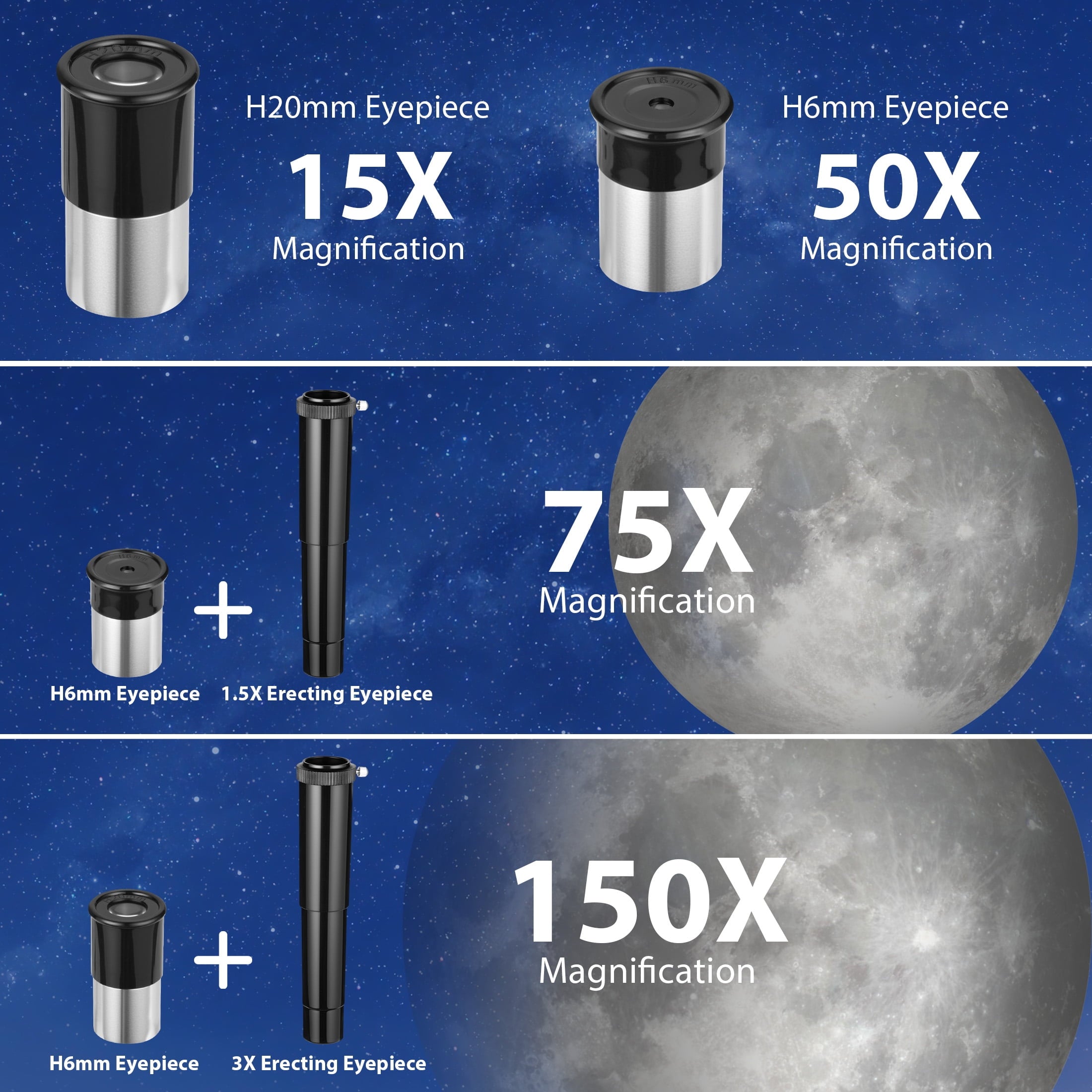 Redsmile Telescope for Kids Adults Beginners70mm Aperture 300mm Refractor Telescope with Tripod Phone Adapter and Barlow Lens20x to 150x Magnification for AstronomyBlue