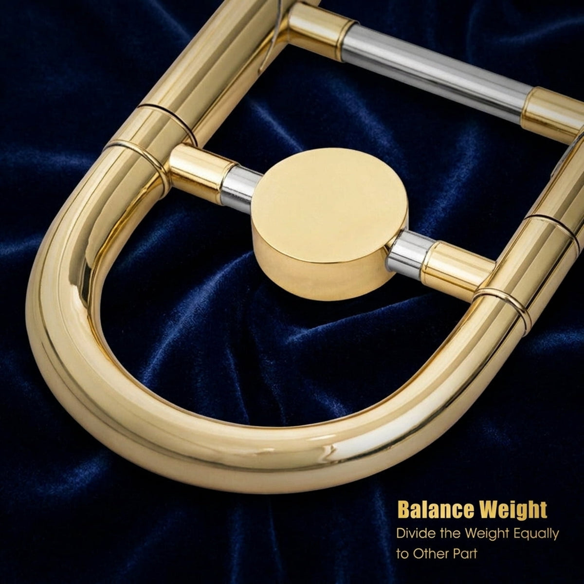 Redsmile B-Flat Tenor Trombone Beginner Set with Brass Body and Standard Mouthpiece and Padded Carrying Case for Students, Gold