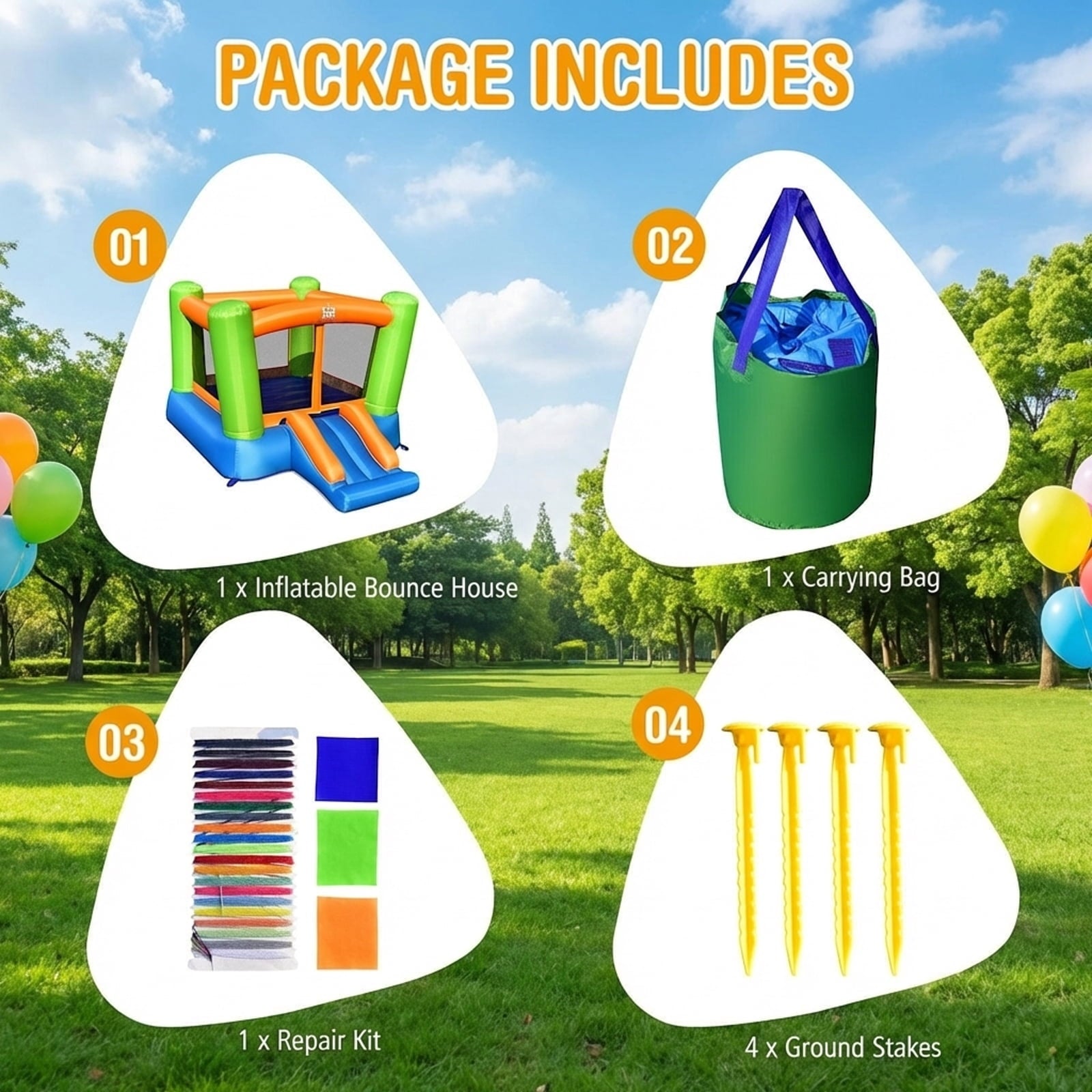 Redsmile Kids Inflatable Bounce House without Blower for Indoor and Outdoor - Multicolor - Kids Birthday Party