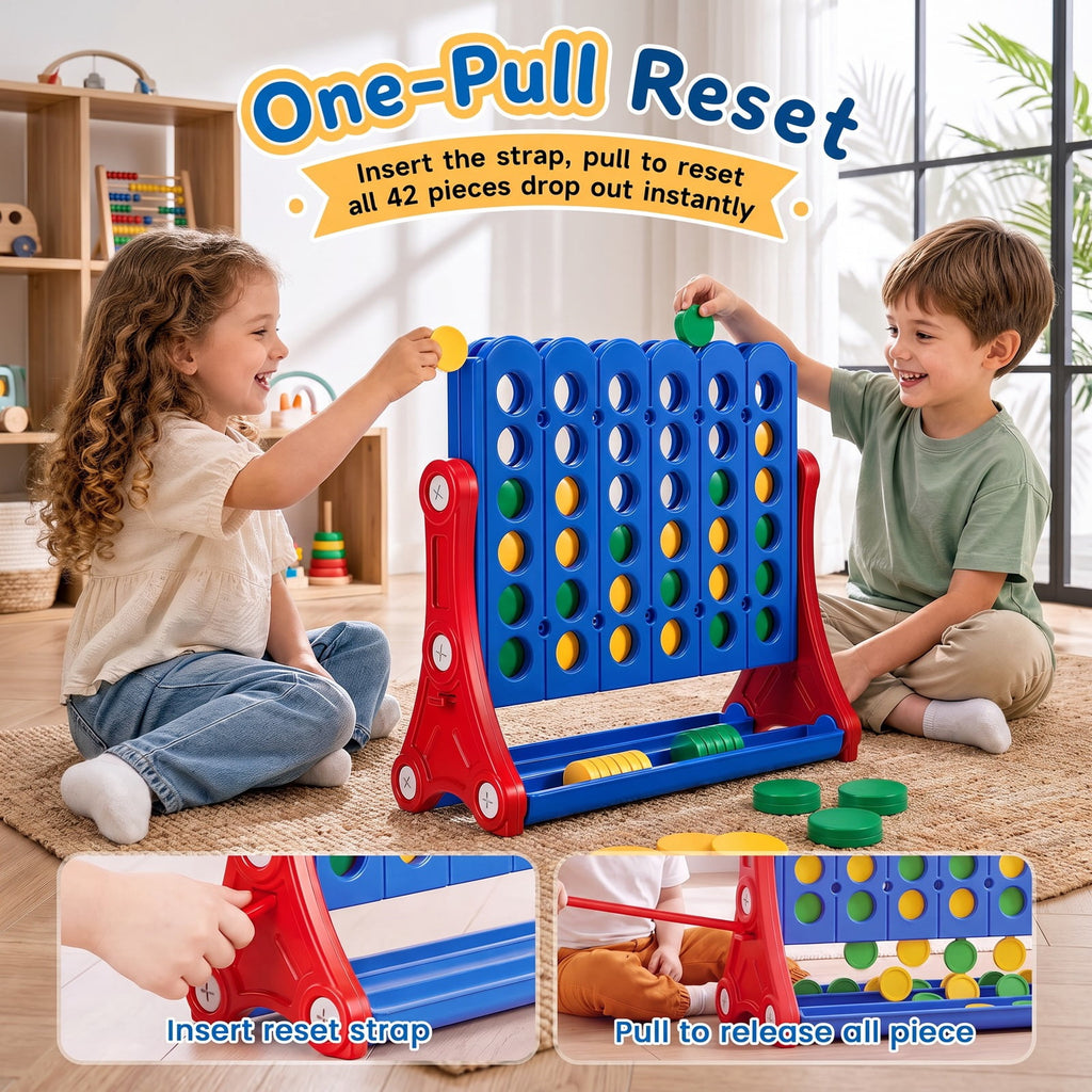 Redsmile 4 in a Row Game with 42 Chips and Carry Bag, Tabletop Strategy Game for Family Game Nights and Outdoor Parties