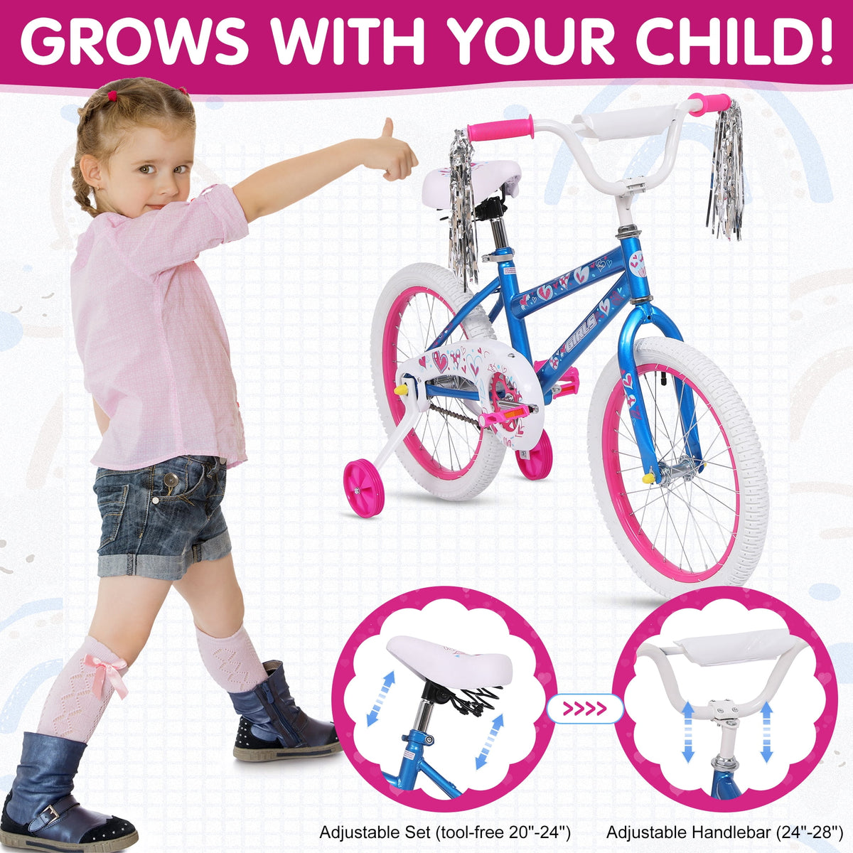 Redsmile 18 in. Kids Bike with Training Wheels, Bicycle for Girls and Boys Ages 3-8 Years, Blue