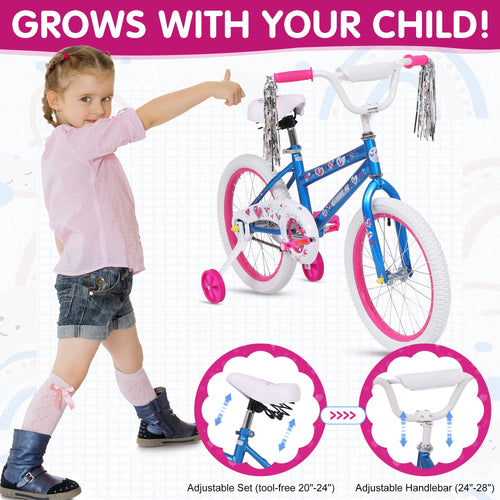 Redsmile 18 in. Kids Bike with Training Wheels, Bicycle for Girls and Boys Ages 3-8 Years, Blue