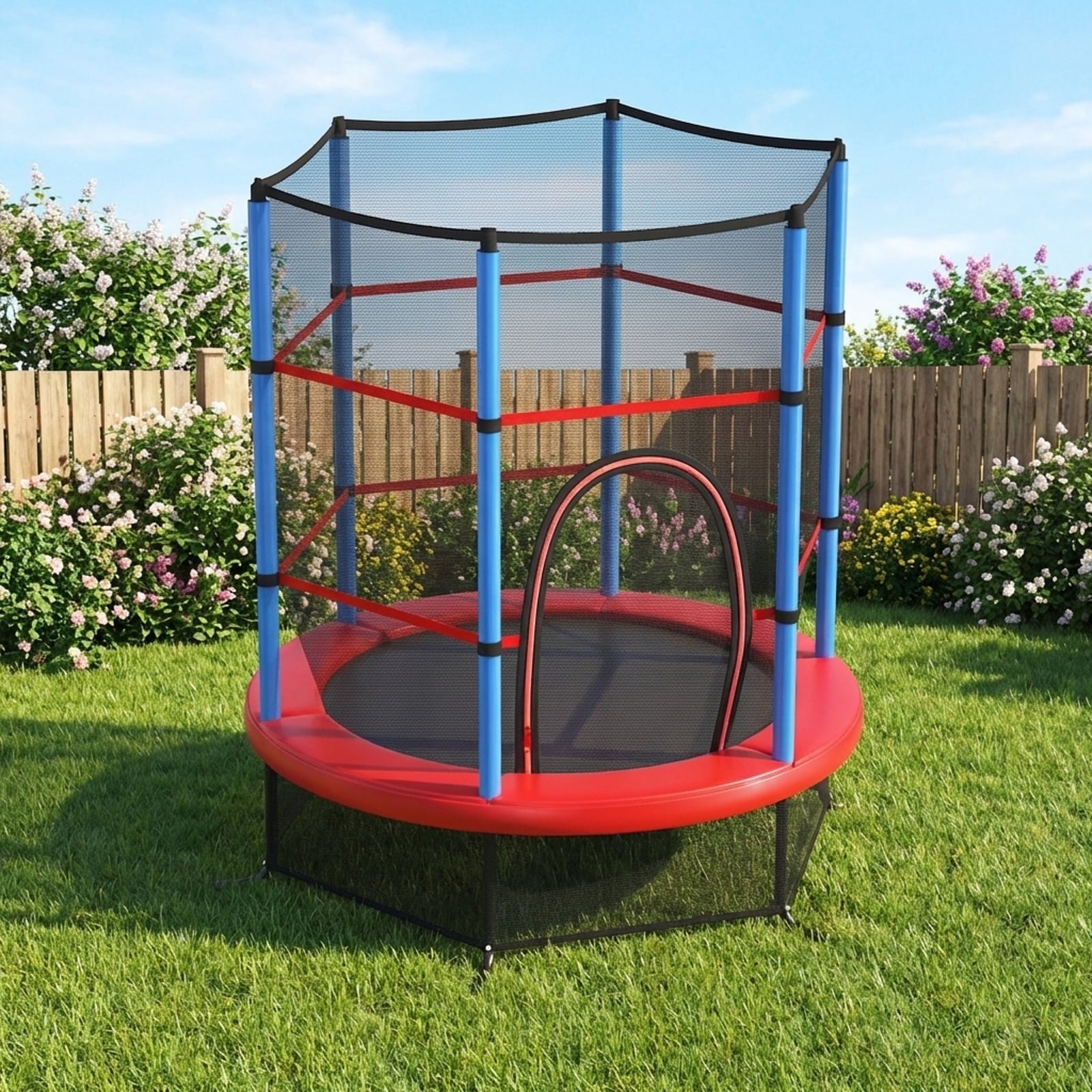 Redsmile 55 Inch Kids Recreational Trampoline Bouncing Jumping Mat with Enclosure Net - Navy Blue - Outdoor Recreation