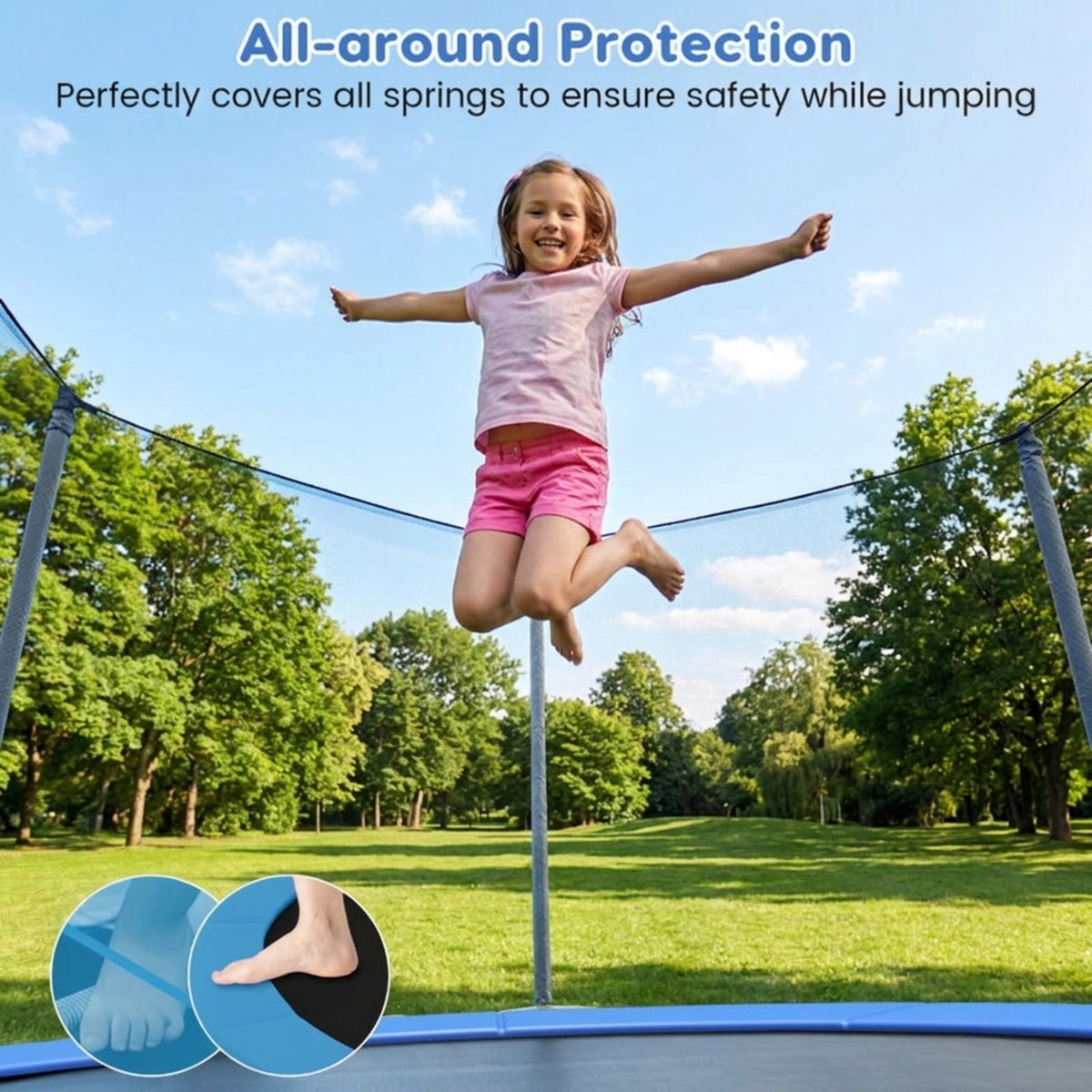 Redsmile 14 Feet Trampoline Pad Replacement Safety Pad with Fixing Straps, Blue