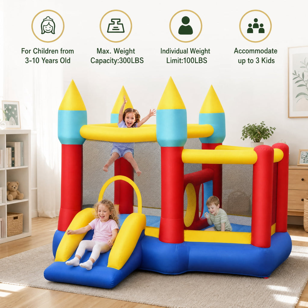 Redsmile Inflatable Bounce House with Slide, Kids Jumping Castle with 100 Ocean Balls and Basketball Hoop for Ages 3-10, Bounce House for Kids Boys Girls, ASTM Certified (Without Blower)