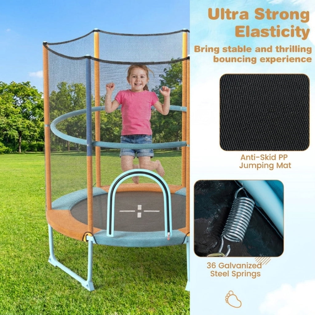 Redsmile 60 Inch Trampoline with Gymnastic Bar and Rings for Kids, Orange