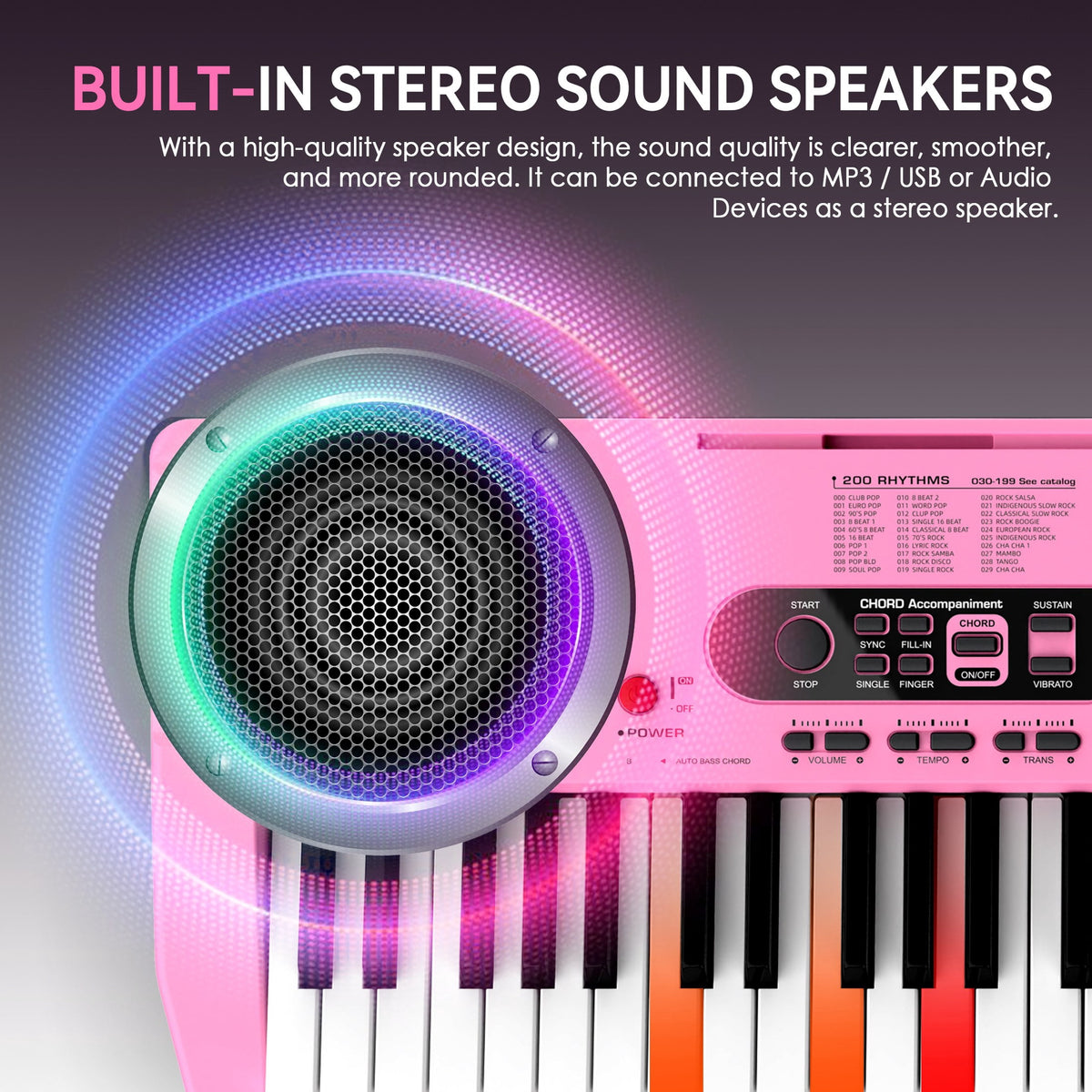 Redsmile 61-Key Piano Keyboard with Lighted Keys, Stand, Bench, Microphone, Headphone, Electronic Keyboard Piano Set, Pink
