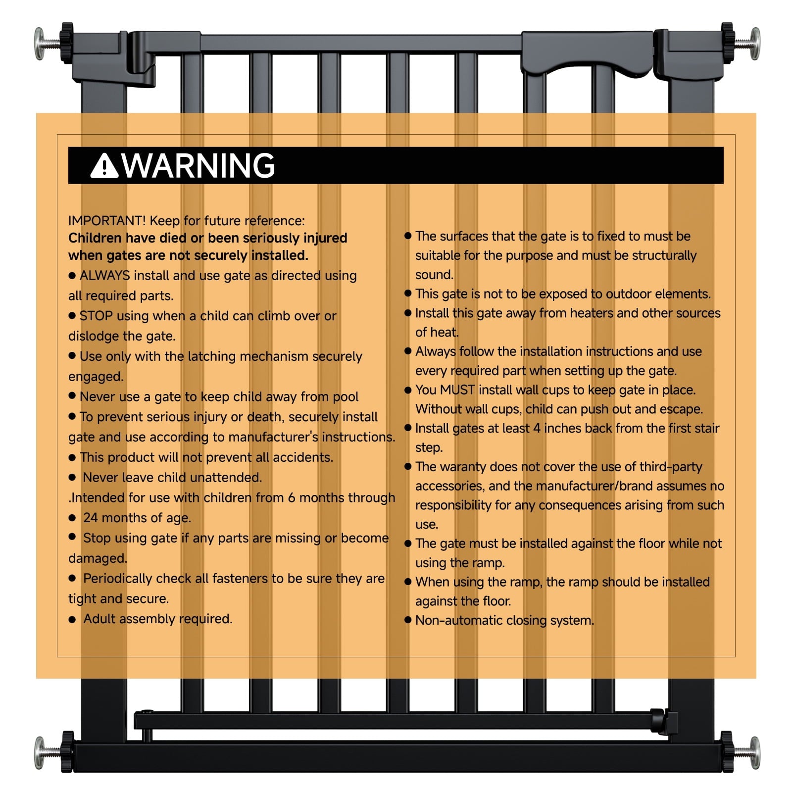 Redsmile 30in Extra Tall Baby Gates for Doorway, Auto Close Pet Gate, 30in to 43in Wide Pressure Mounted, Gifts for Mom, Black