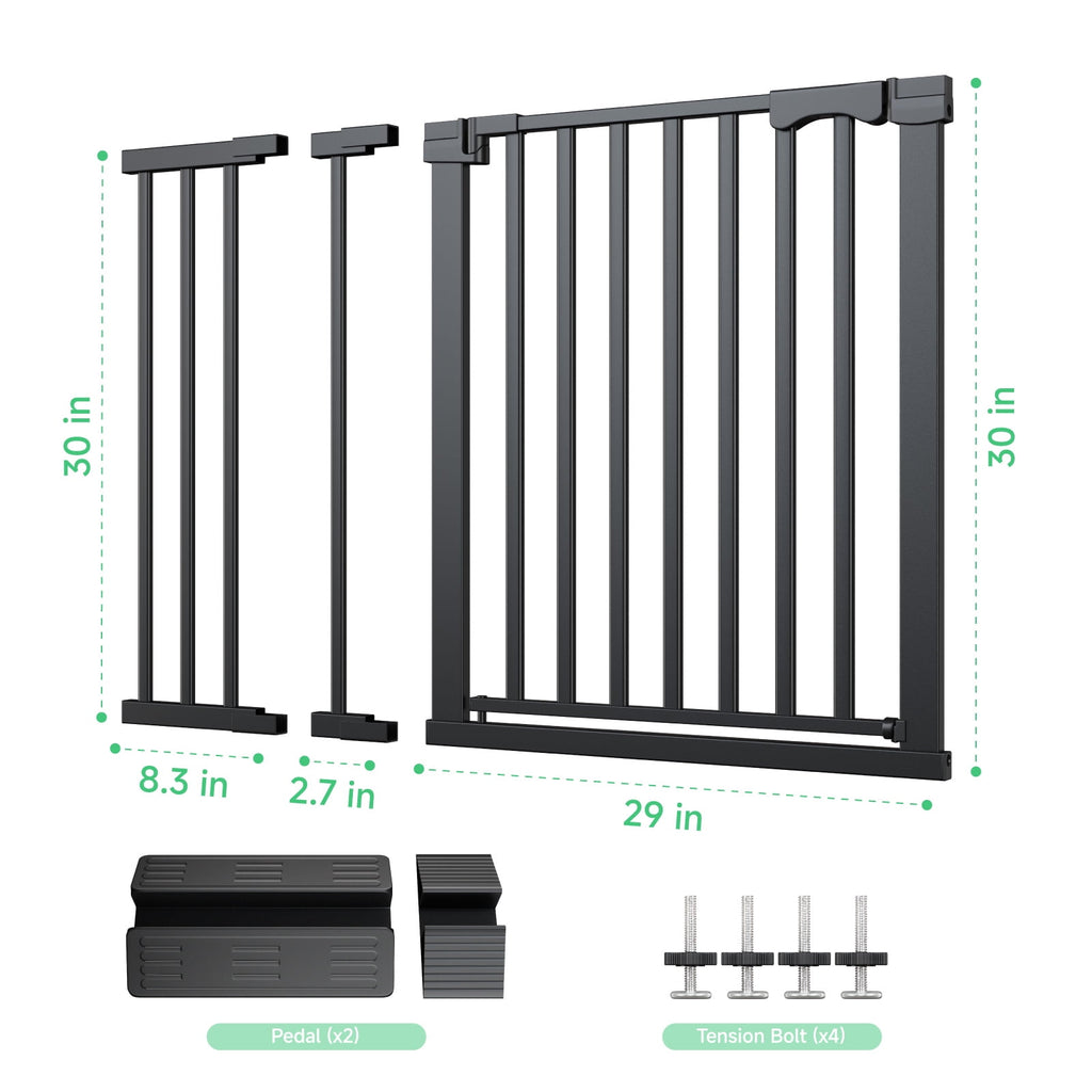 Redsmile 30in Extra Tall Baby Gates for Doorway, Auto Close Pet Gate, 30in to 43in Wide Pressure Mounted, Gifts for Mom, Black