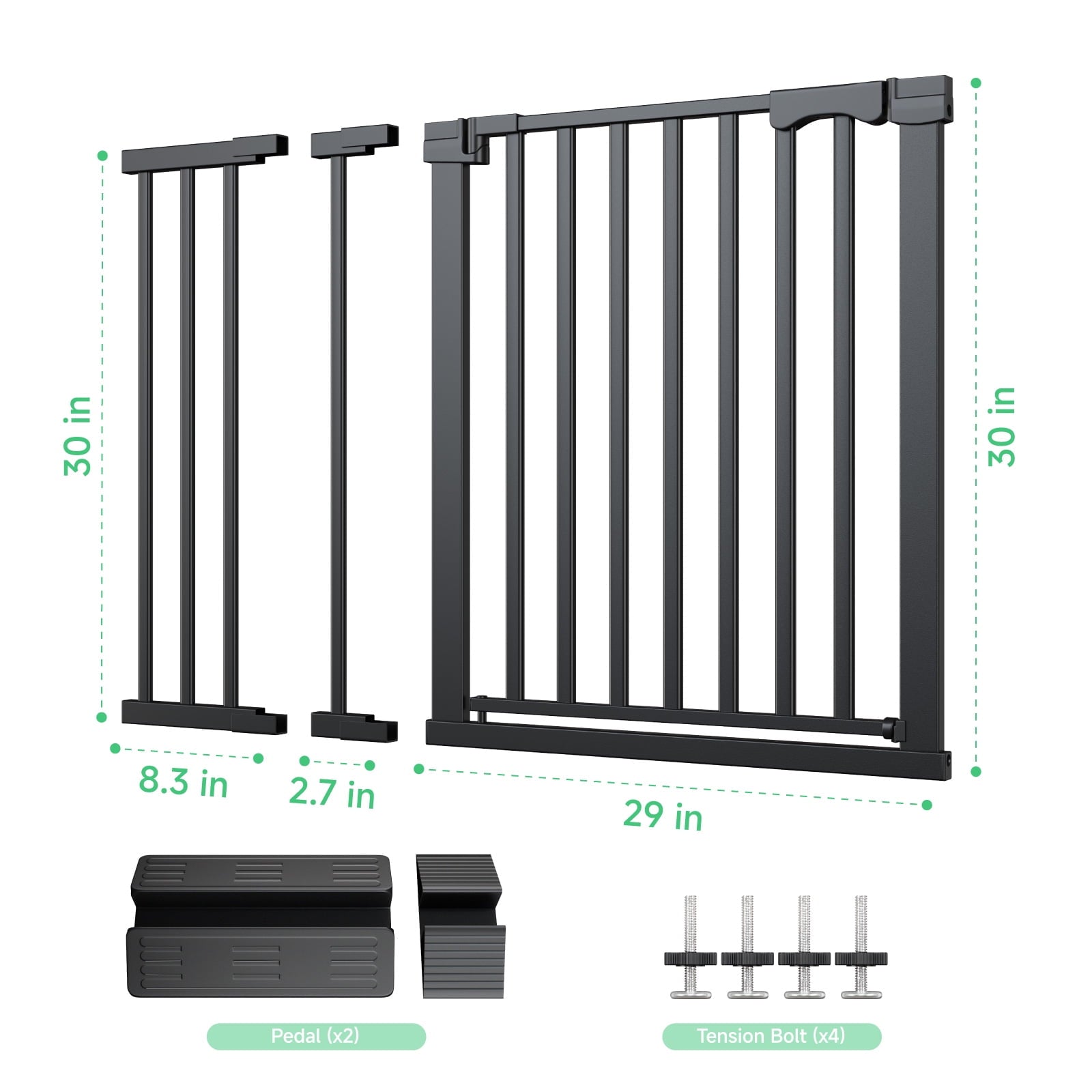 Redsmile 30in Extra Tall Baby Gates for Doorway, Auto Close Pet Gate, 30in to 43in Wide Pressure Mounted, Gifts for Mom, Black