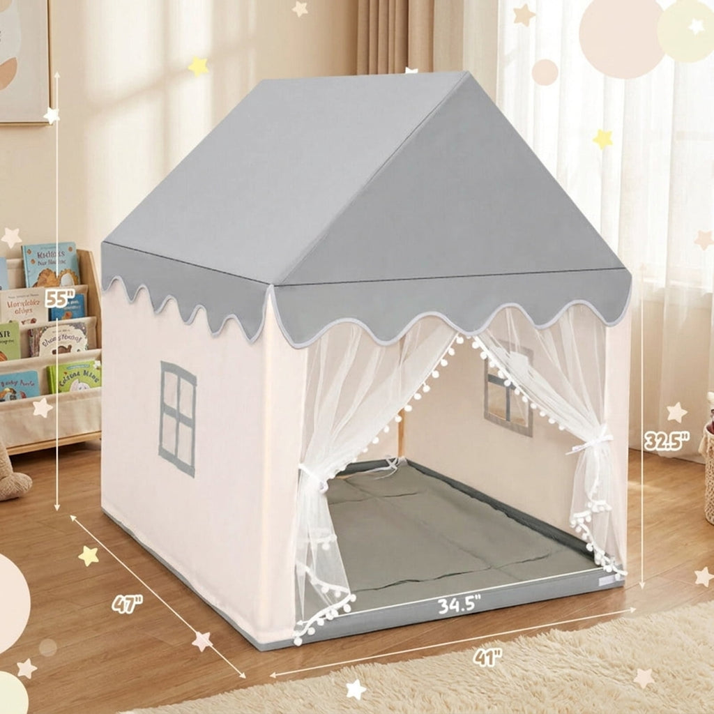 Redsmile Kids Large Play Castle Fairy Tent with Mat, Beige