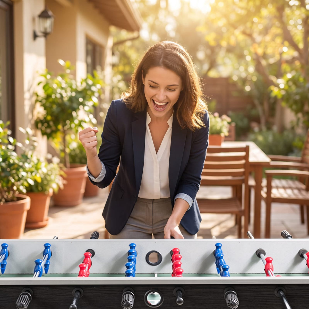 Redsmile 48 Inch Competition Sized Home Recreation Wooden Foosball Table for Game Room Family Fun Indoor Play Black