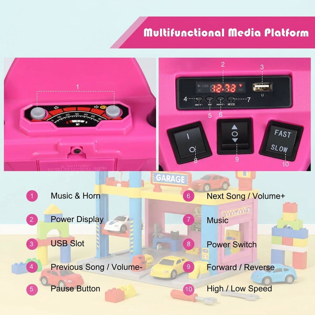 Redsmile 12V Kids Ride On ATV 4-Wheeler Quad with LED Headlights, USB Music Horn, Treaded Tires, High Low Speed, Battery Powered Electric Quad for Boys Girls Age 3-7, Pink