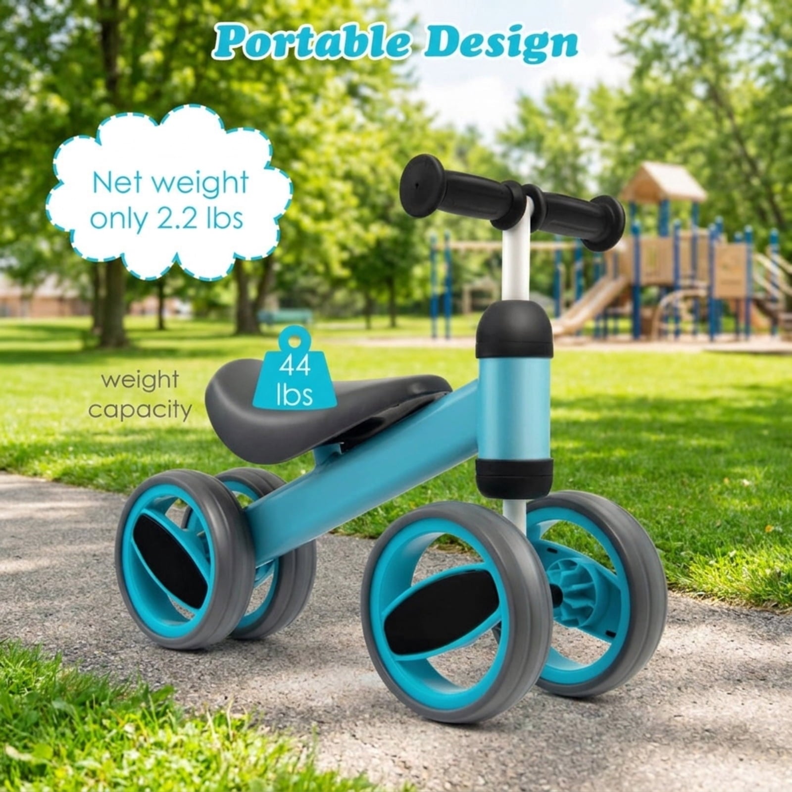 Redsmile Baby Balance Bike for 1-2 Year Olds, 4 Wheel No Pedal Toddler Training Bike, Lightweight First Balance Bike, Blue