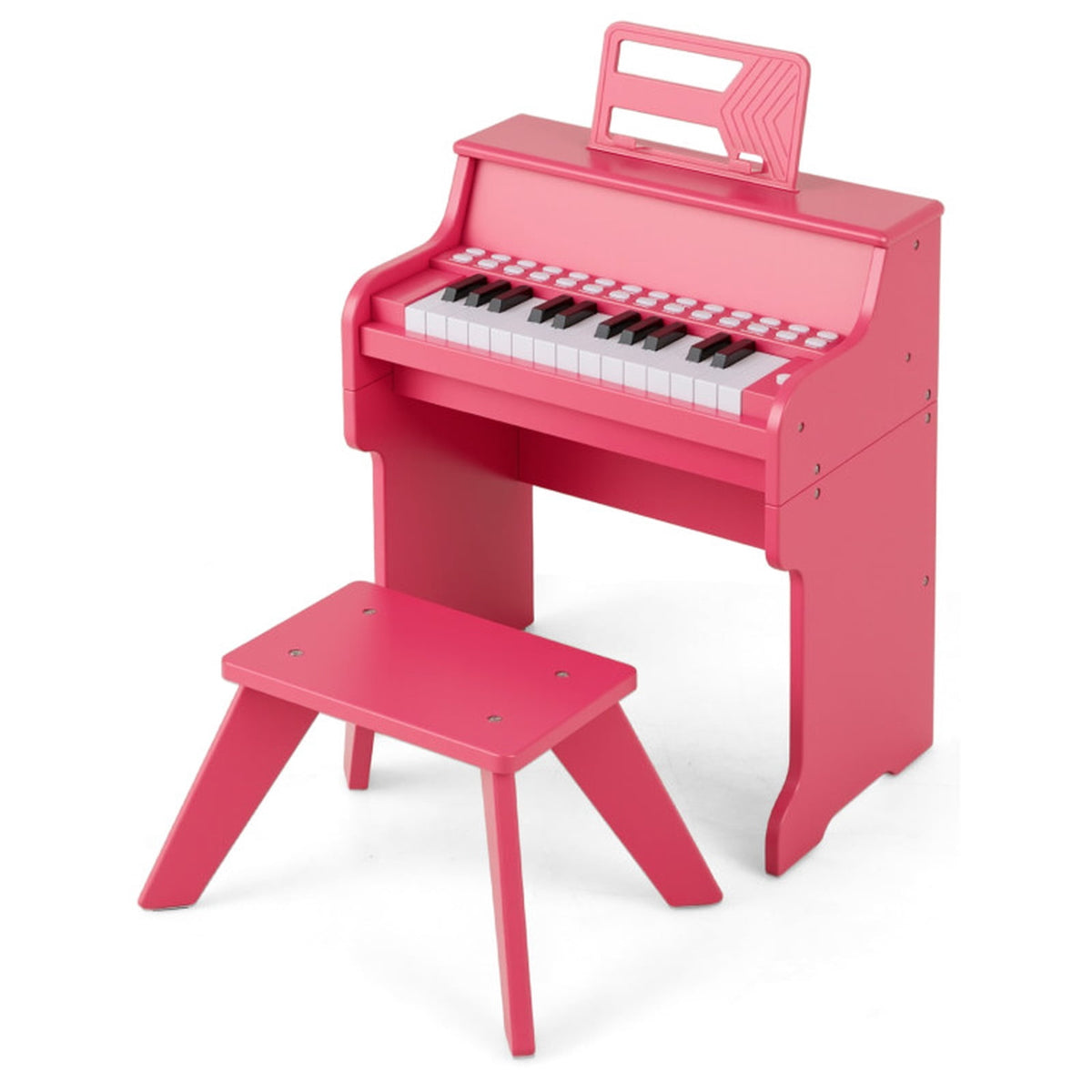 Redsmile 25-Key Kids Piano Keyboard with Wooden Cabinet and Music Stand for Kids and Toddlers Age 3 and Up to Start Learning, Pink