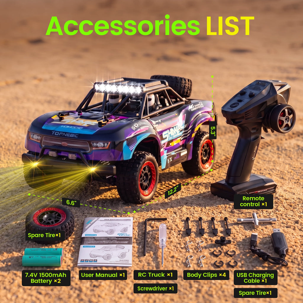 Redsmile 1:18 Fast RC Cars,30 MPH High Speed 4WD Off-Road Remote Control Car with 2 Batteries,2.4 GHz All Terrain RC Truck with LED Lights,Gift for Adults Teens