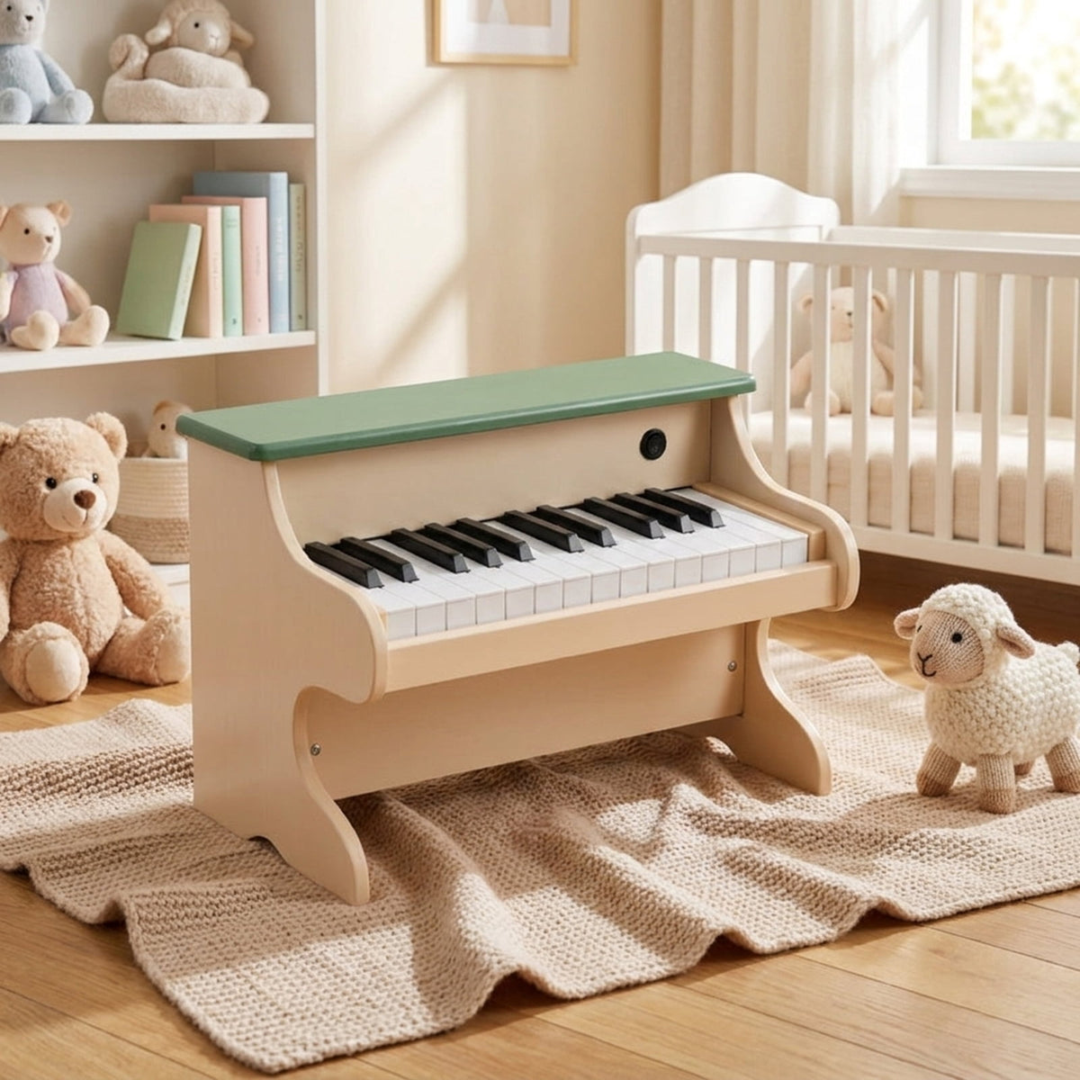 Redsmile 25-Key Wooden Kids Piano Keyboard with Recording and Music Stand for Toddlers and Beginners, Green