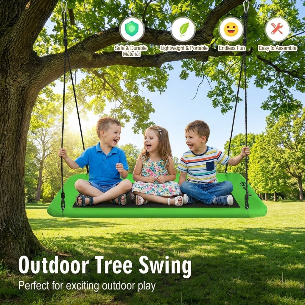 Redsmile 60 Inches Platform Tree Swing Outdoor with 2 Hanging Straps - Green - Backyard Play - Outdoor Fun