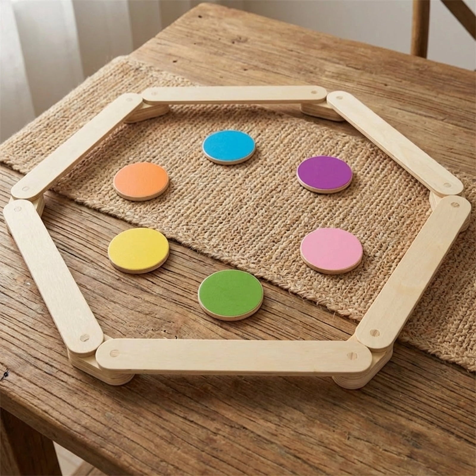 Redsmile 12-Piece Kids Wooden Balance Beam with Colorful Steeping Stones - Motor Skill Development Educational Toy for Toddlers