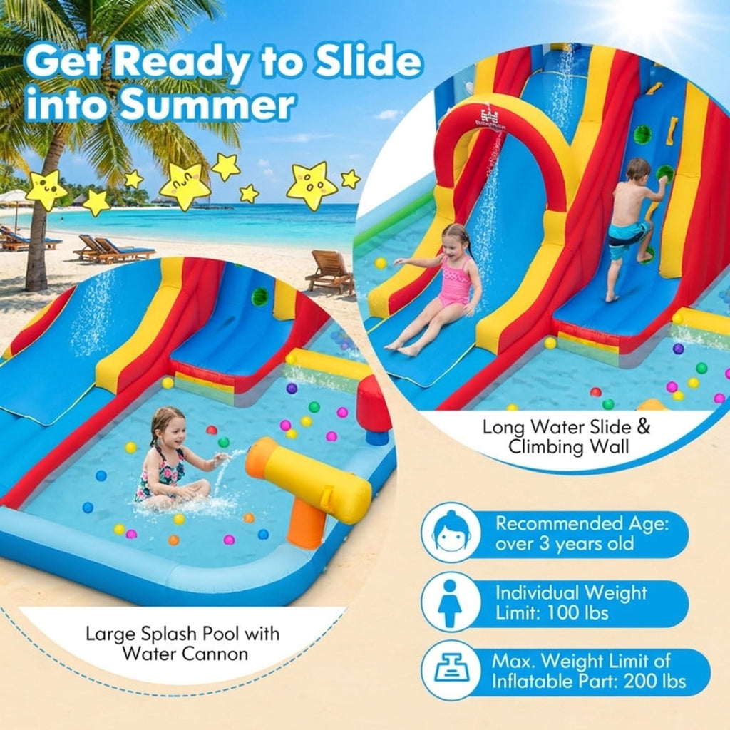 Redsmile Inflatable Water Slide Water Park with Long Slide, Splash Pools and Ball Pit, Backyard Water Slide Bounce House for Kids Ages 3+, 900D Oxford Outdoor Fun (Without Blower)