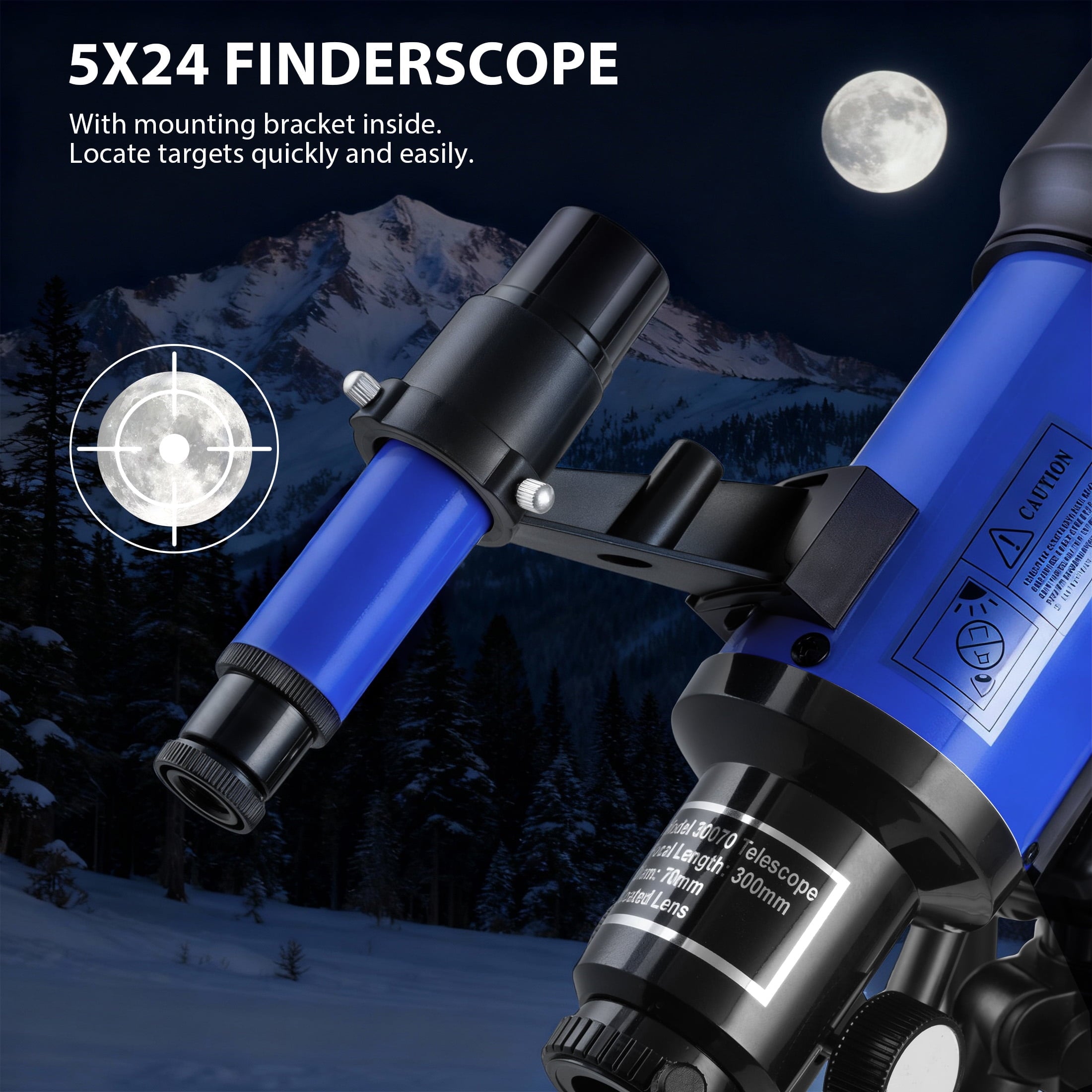 Redsmile Telescope for Kids Adults Beginners70mm Aperture 300mm Refractor Telescope with Tripod Phone Adapter and Barlow Lens20x to 150x Magnification for AstronomyBlue