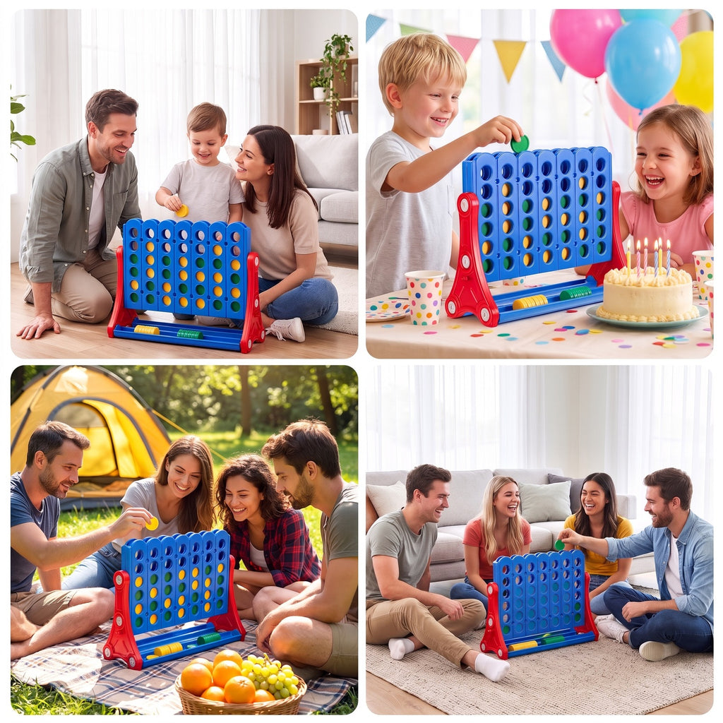 Redsmile 4 in a Row Game with 42 Chips and Carry Bag, Tabletop Strategy Game for Family Game Nights and Outdoor Parties