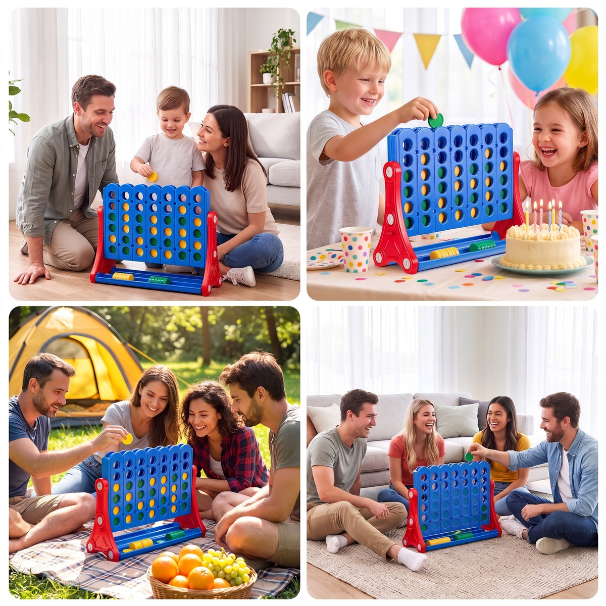 Redsmile 4 in a Row Game with 42 Chips and Carry Bag, Tabletop Strategy Game for Family Game Nights and Outdoor Parties