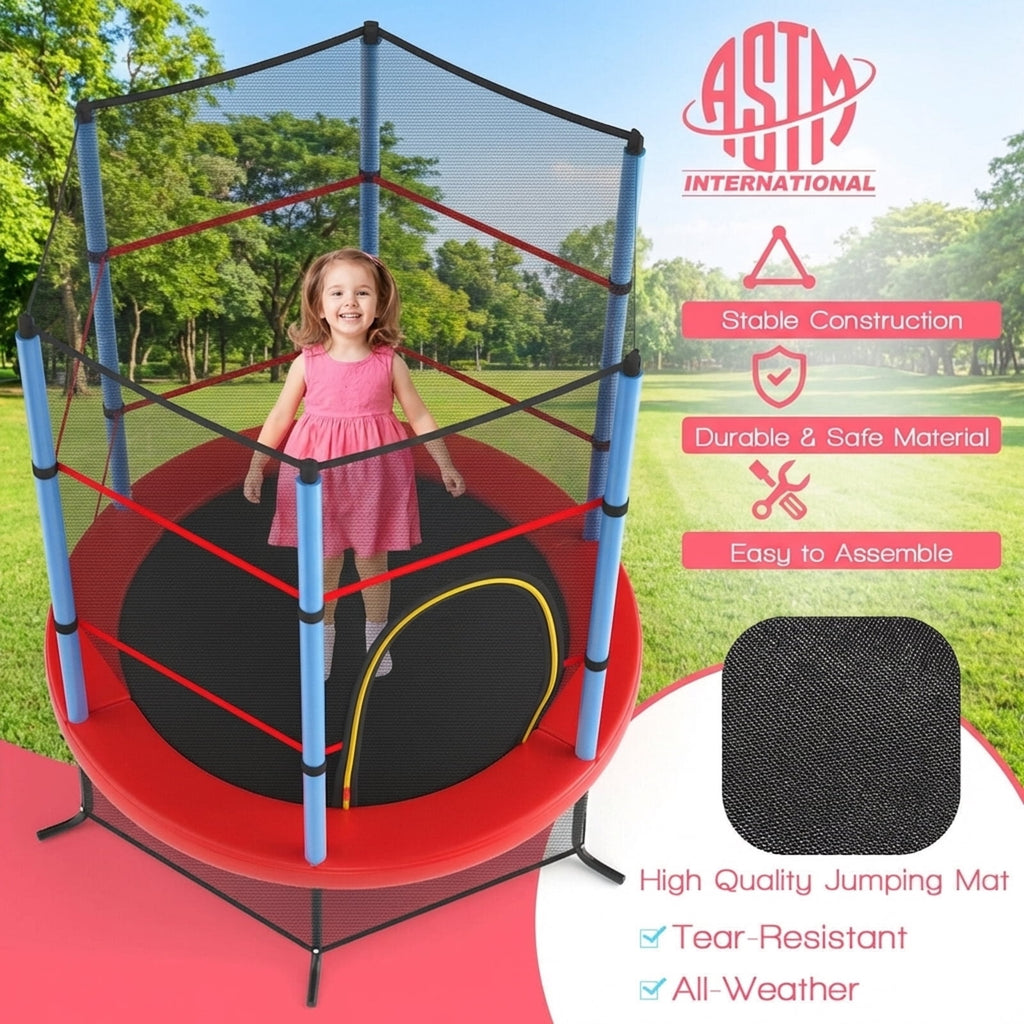 Redsmile 55 Inch Kids Recreational Trampoline Bouncing Jumping Mat with Enclosure Net - Navy Blue - Outdoor Recreation
