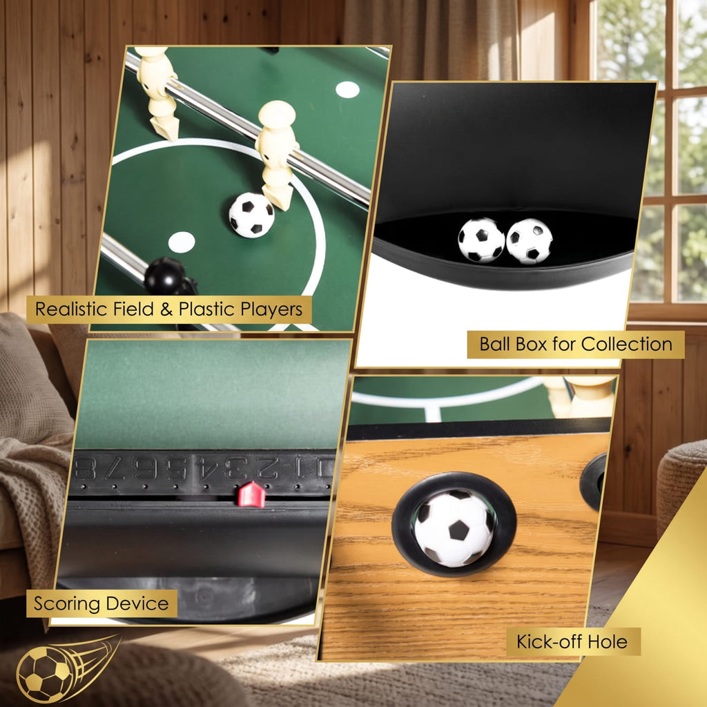 Redsmile 48 Inch Competition Sized Home Recreation Wooden Foosball Table for Game Room Family Fun Indoor Play Brown