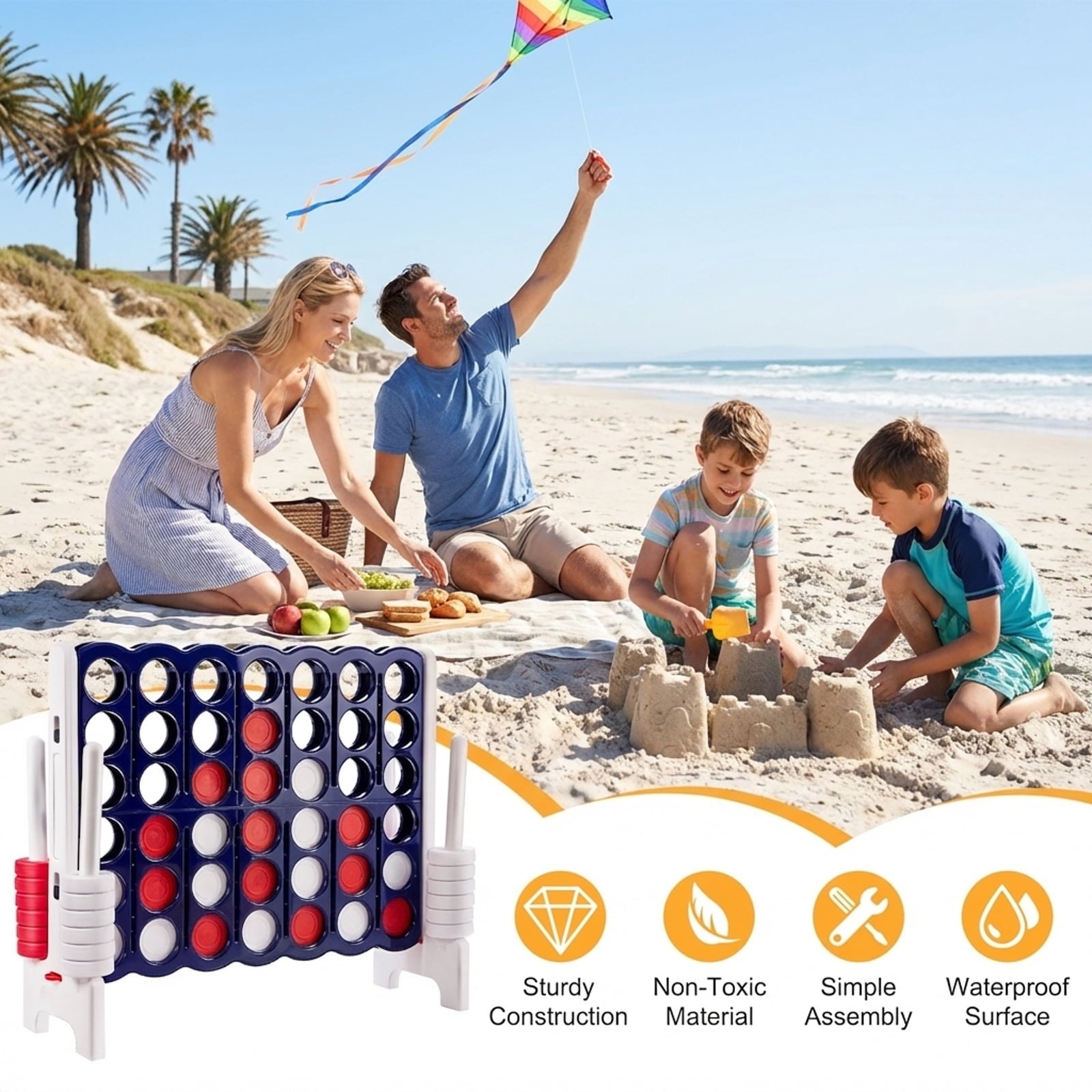 Redsmile Jumbo 4 in a Row 4-to-Score Giant Game Set-White White - Outdoor Backyard Lawn Party Game for Kids Adults