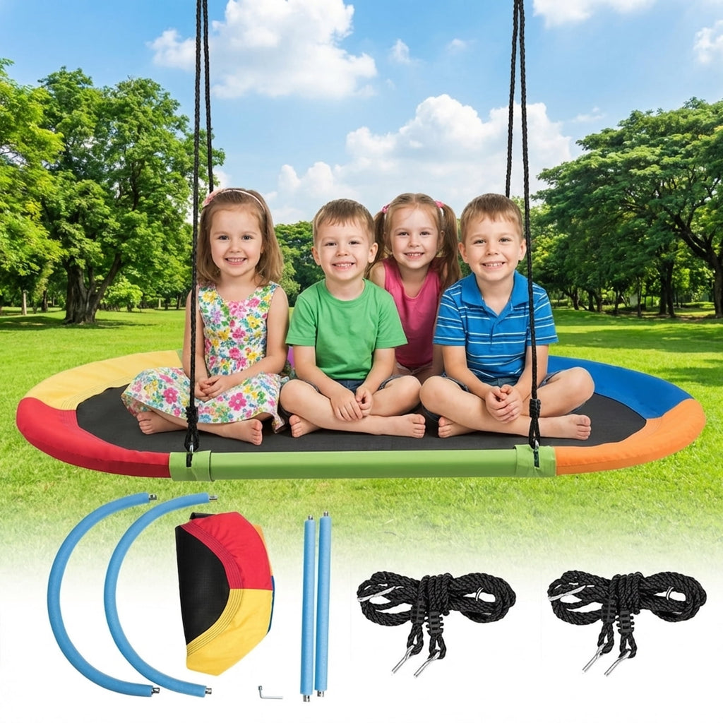Redsmile 60 Inch Saucer Surf Outdoor Adjustable Swing Set-Colorful Multicolor - Outdoor Backyard Tree Swing for Kids and Adults