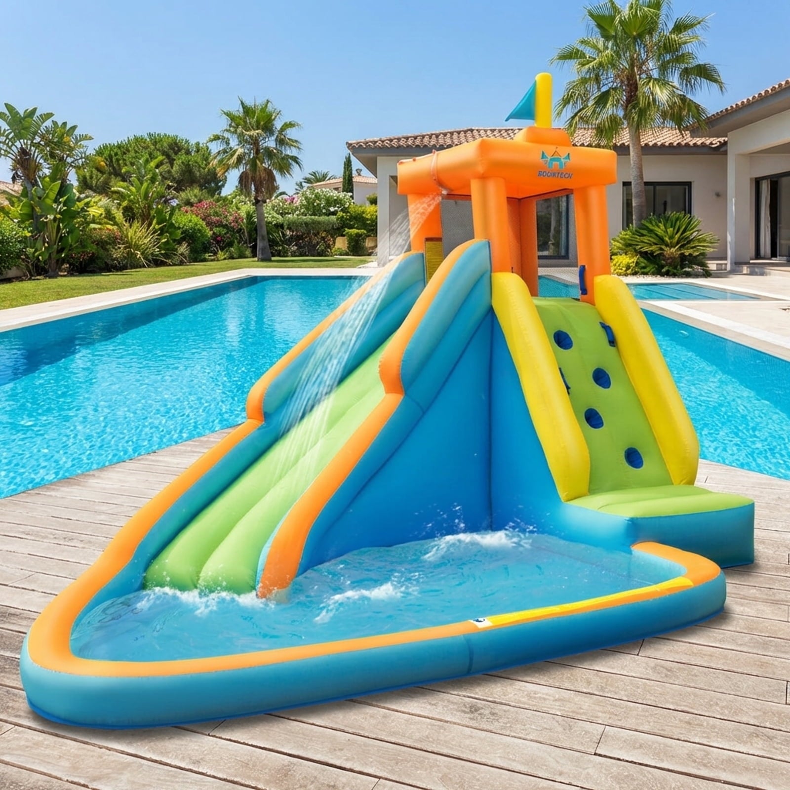 Redsmile Inflatable Water Slide Kids Bounce House with 740W Blower - Multicolor - Kids Birthday Party