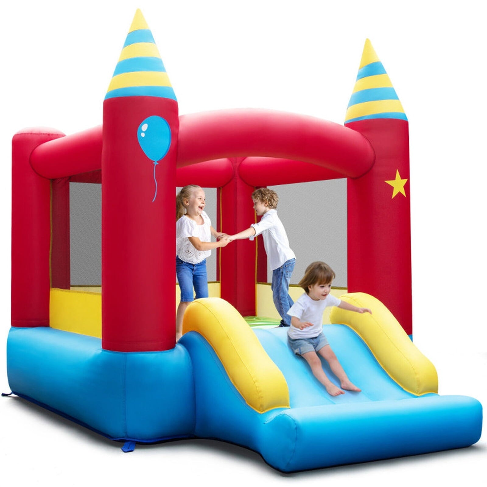 Redsmile Kids Inflatable Bounce Castle Excluded Blower, Multicolor