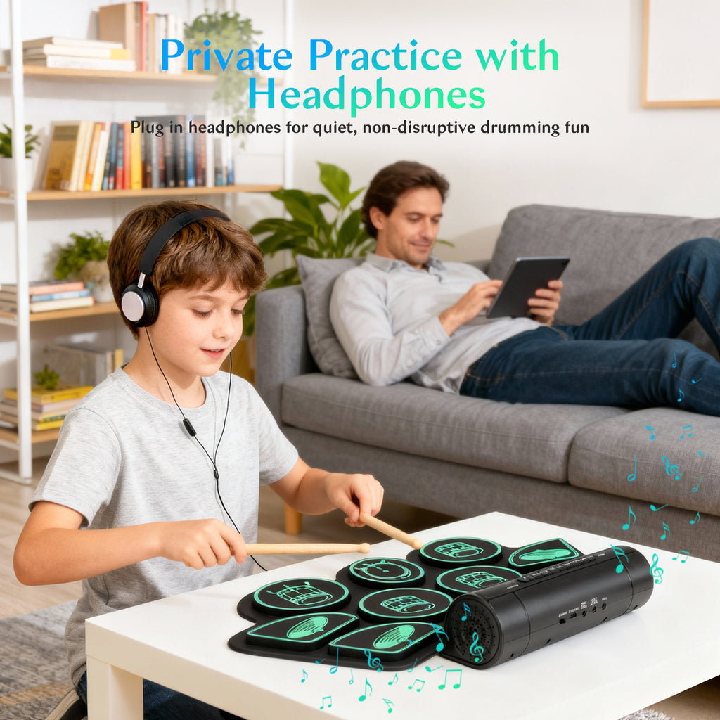 Redsmile Electronic Drum Set Kit with 9 Pads and Dual Speakers for Kids and Adults,Portable Practice Kit for Beginners