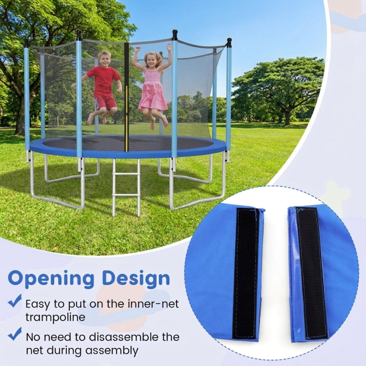 Redsmile 14 Feet Trampoline Pad Replacement Safety Pad with Fixing Straps, Blue