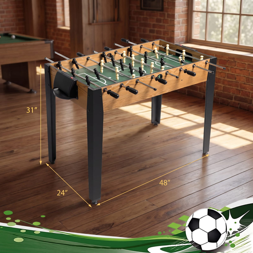 Redsmile 48 Inch Competition Sized Home Recreation Wooden Foosball Table for Game Room Family Fun Indoor Play Brown