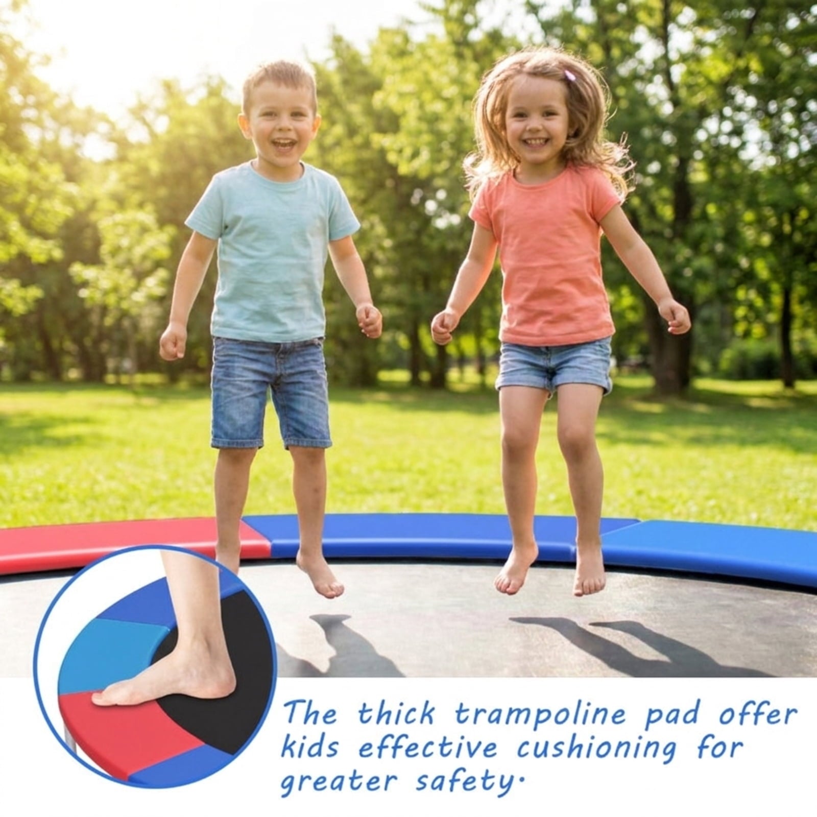 Redsmile 14 Feet Trampoline Pad Replacement Safety Pad with Fixing Straps, Multicolor