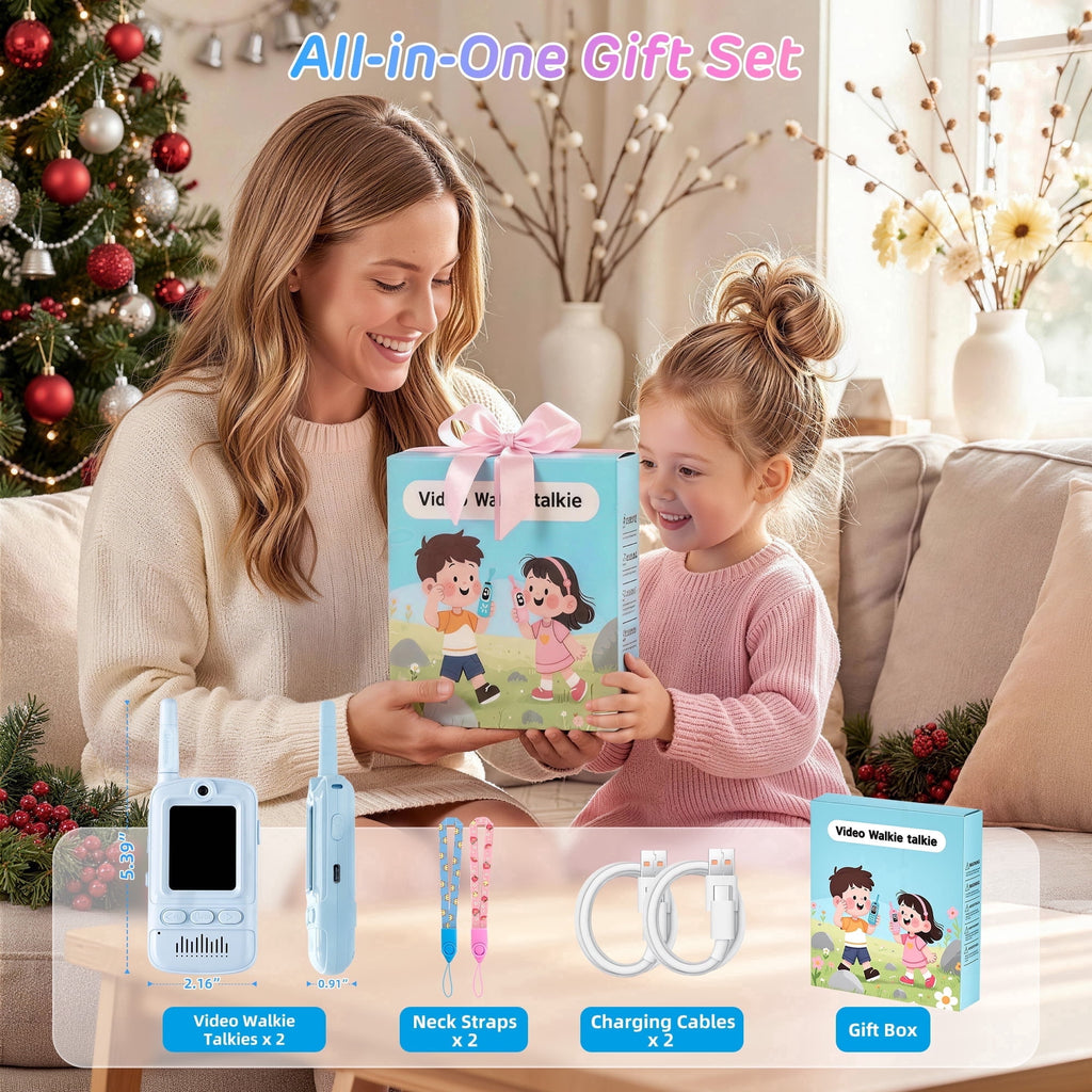 Redsmile Video Walkie Talkies for Kids,2 Pack Multifunctional Rechargeable Long Range Two Way Radios Video Call Toys for Indoor, Camping, Hiking, Travel,Gift for Boys Girls Age 3-12 (Blue/Pink)